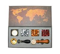 BITEYI Tampon de cire kit,Sceaux pour Cachet kit avec Perles de Cire d'étanchéité,Laiton Cachet Sceau,Cuillère à Cire,Coffret Cadeau (Rose)