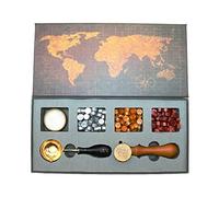 BITEYI Tampon de cire kit,Sceaux pour Cachet kit avec Perles de Cire d'étanchéité,Laiton Cachet Sceau,Cuillère à Cire,Coffret Cadeau (Thank you)