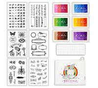 BITEYI Tampons Transparents en Silicone set,6 pièce Tampons Transparents,1 Bloc de Tampons Acryliques,6 Tampons Encreurs de Couleurs,1 Sac de Rangement,pour DIY Scrapbooking (CSS3)