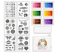 BITEYI Tampons Transparents en Silicone set,6 pièce Tampons Transparents,1 Bloc de Tampons Acryliques,6 Tampons Encreurs de Couleurs,1 Sac de Rangement,pour DIY Scrapbooking (CSS5)