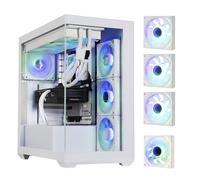 BitFenix CETO Boîtier de jeu PC à haut débit d'air, verre trempé panoramique blanc, compatible avec carte mère à connexion inversée, 4 ventilateurs ARGB à miroir infini (3 fois