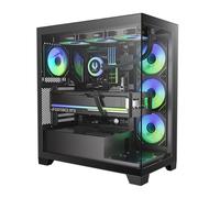 BitFenix CETO Boîtier PC Gaming à haut débit d'air noir - Verre trempé panoramique - Compatible avec carte mère à connexion inversée - 4 x Infinity Mirroring ARGB Fans (3 x inversé) - Support