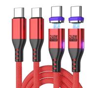 BITHAI Câble de charge magnétique USB C - 240 W - 1,8 m x 2 - 16 broches - Charge rapide - Charge rapide - 48 V/5 A - Charge rapide et transfert de données