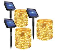 bitjam Lot de 3 Guirlandes Lumineuses Solaires Extérieur, 15M 150 LED Guirlande Solaire Exterieur, 8 Modes IP65 Étanche Résistantes aux Intempéries, pour Jardin, Cour, Balcon (Blanc Chaud)