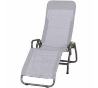 Bito Chaise-Longue Gris Acier Anthracite/Revêtement Textile Jardin Transat