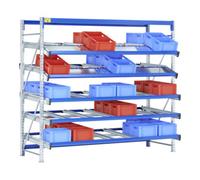 BITO Rayonnage SDS / Rayonnage SF4 Bito L1410xH2500xT2500 mm 30RL, travée d'extension droite/pliée bleu gentiane Quantité:1