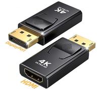 Bitone Adaptateurs DisplayPort vers HDMI 2Pcs, Convertisseur DP vers HDMI 4K@30Hz / 2K@60Hz / 1080P@120Hz, Compatible avec PC Portable, Écran, Projecteur, TV, Carte Graphique AMD/GPU