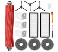 Bitone Kit d'accessoires complet pour Roborock Qrevo S/Pro/MaxV/Plus - 1 Brosse Principale,3 Brosses Latérales,3 Sacs à Poussière,2 Filtres HEPA,2 Brosses de Nettoyage,3 Lingettes (Lot de 14 pièces）