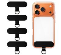 Bitone Lot de 4 Attaches Pour Lanière de Téléphone, Patch de Fixation Anti-Rayures en Nylon pour Coque - Support Robuste pour Sangles et Dragonnes（Noir