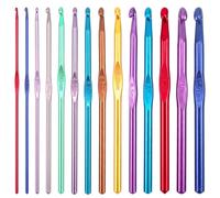 Bitone Lot de crochets à tricoter, 14 pièces en aluminium multicolore, kits de crochet pour débutants adultes, crochets en aluminium avec prise ergonomique pour les mains arthritiques, cadeau de