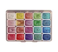 Bitong Ensemble Peinture Aquarelle 20 Couleurs, Peintures Aquarelles À Paillettes Minérales Nacrées, Ensembles Peintures À l'eau Nacrée, Peinture Artistique Scintillante, Peinture Gou pour Toile