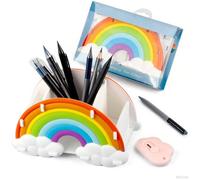 BITOYO Organisateur Bureau en Forme d'Arc Silicone Arc en Ciel Porte Crayons et Stylos Rangement Fournitures Scolaires Papeterie Bricolage et Maquillage pour Enfants et Adultes