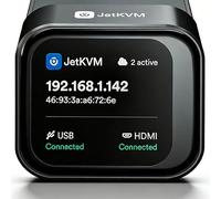 BitPC Commutateur KVM IP open-source JetKVM Ordinateur Contrôle à distance Appareils actifs lP/Mac/HDMl/USB Statut LCD USB-C (alimentation/clavier/souris) Mac/Windows/Linux (vidéo d'opération incluse)