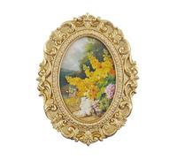 Bitray Cadre photo vintage ovale doré 21,1 x 17 cm avec façade en verre et décoration murale à suspendre