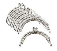 Bitray Lot de 10 fermoirs pour porte-monnaie de 8,5 cm, cadre en métal bronze, fermoir à baiser, argenté