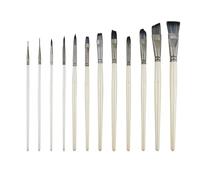 Bitray Lot de 12 pinceaux en nylon pour peinture acrylique, peinture à l'huile, aquarelle et gouache - Blanc