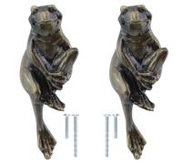 Bitray Lot de 2 boutons d'armoire en laiton massif en forme de grenouille - Boutons de tiroir décoratifs vintage pour armoires de cuisine