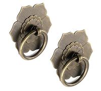 Bitray Lot de 2 boutons de porte en bronze antique en forme de fleur, quincaillerie de meuble