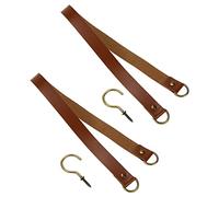 Bitray Lot de 2 embrasses de rideaux en cuir marron de 50,8 cm de long avec crochets muraux