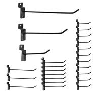 Bitray Lot de 24 crochets muraux en métal noir de 10,2 cm, 15,2 cm, 20,3 cm, crochets de rangement pour garage, magasin, vente au détail