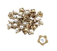 Bitray Lot de 30 boutons décoratifs à coudre avec base de fleurs dorées et fausses perles
