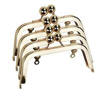 Bitray Lot de 4 fermoirs à baiser en forme de trapèze avec cadre en métal doré clair pour sac à main