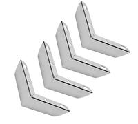 Bitray Lot de 4 pieds de canapé en métal argenté de 3,3 cm de hauteur en forme de L pour table, armoire, canapé, meubles de rechange