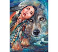 Bits and Pieces - 1000 Piece Jigsaw Puzzle - Dream of The Wolf Maiden, Native American Wolf - by Artist Gloria West - 1000 pc Jigsaw
