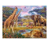 Bits and Pieces - 300 Large Piece Jigsaw Puzzle for Adults - Savannah Animals - 300 pc Jungle Scene Jigsaw by Artist Jan Patrik