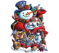 Bits and Pieces 750 pièces Puzzle en Forme pour Adultes Bonhomme de Neige Joyeux Vacances 750 Pc Noël Jigsaw par L'Artiste Larry Jones