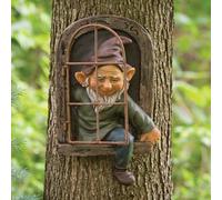 Bits and Pieces - Elfe Emergeant De l'arbre - Elfe Embrasseur d'arbre - Décoration de Jardin - Sculpture Fantastique