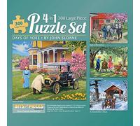 Bits and Pieces - Lot de 300 puzzles 4 en 1 pour adultes - Days of Yore par l'artiste John Sloane, taille du puzzle terminé : 40,6 x 50,8 cm