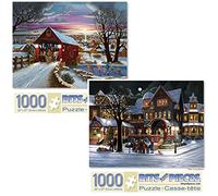 Bits and Pieces - Lot de deux (2) puzzles de 1000 pièces pour adultes - Chaque puzzle mesure 50,8 x 68,6 cm - Home Again, The Carolers Jigsaws par l'artiste H. Hargrove