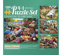 Bits and Pieces - Lot de puzzles 4 en 1 de 1000 pièces pour adultes - Chaque puzzle mesure 51 cm x 69 cm - Puzzle avec scène d'animaux de la ferme par l'artiste Larry Jones