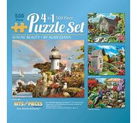 Bits and Pieces - Lot de puzzles 4 en 1 de 500 pièces pour adultes - Beauté sereine par l'artiste Alan Giana, taille du puzzle terminé : 40,6 x 50,8 cm
