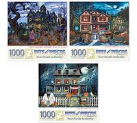 Bits and Pieces - Lot de trois (3) - Puzzles de 1000 pièces pour adultes - Collection Halloween 1000 pièces puzzles par plusieurs artistes - 50,8 x 68,6 cm