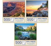 Bits and Pieces - Lot de trois (3) puzzles de 500 pièces pour adultes - Chaque puzzle mesure 45,7 x 61 cm - Parcs nationaux Nature Grand Canyon Acadia Yosemite puzzles par divers artistes