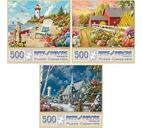 Bits and Pieces - Lot de trois puzzles de 500 pièces pour adultes - Éveil, lumières guidantes et rêverie par l'artiste Alan Giana, taille du puzzle terminé : 45,7 x 61 cm