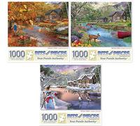 Bits and Pieces - Lot de trois (3) puzzles de 1000 pièces pour adultes - Puzzles mesurant 50,8 x 68,6 cm - 1000 pièces pour l'automne, le printemps, l'hiver par Bigelow Illustrations