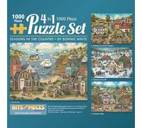 Bits and Pieces - Lot Multiple 4 en 1 - Puzzles de 1000 pièces pour Adultes - Ensemble de Puzzle « Seasons in The Country » de L'Artiste Bonnie White - 50,8 x 68,6 cm
