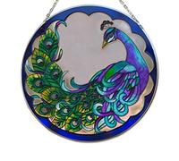 Bits and Pieces - Paon en Verre Attrapeur du Soleil - Le Paon Majestueux est Capturé dans Un Suncatcher Artistique - Un Cadeau Frappant de 30.8 cm de Diamètre