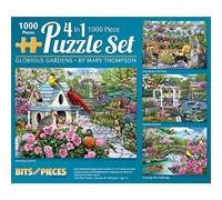Bits and Pieces,Puzzle de 1000 pièces pour adultes,50.8x68.6 cm,Mary Thompson,Multipack,1000 pièces,Fleurs,Chien,Lapin,Lac,Papillon,Oiseau,Tonnelle,Fête,Par l'artiste Mary Thompson