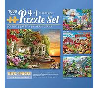 Bits and Pieces - Puzzle de 1000 pièces pour adultes - 51 cm x 69 cm - Alan Giana Scenic Beauty 4 en 1 - Lumière printanière, paysage de rêve, paradis sur terre, couleurs de la saison
