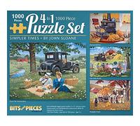 Bits and Pieces - Puzzle de 1000 pièces pour adultes - Simpler Times 4 en 1 Multi-Pack - Puzzle de 1000 pièces Old School Country Farm par l'artiste John Sloane
