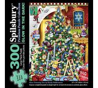 Bits and Pieces - Puzzle de 300 pièces pour adultes - 45,7 x 61 cm - Arbre à tailler les elfes - 300 pièces grandes pièces de Noël phosphorescentes par l'artiste Randy Wollenmann