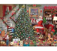 Bits and Pieces Puzzle de 500 pièces pour adultes - Joie de Noël - Père Noël visitant l'arbre de Noël par l'artiste Bigelow Illustrations, taille du puzzle terminé : 45,7 x 61 cm