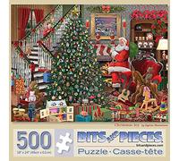 Bits and Pieces Puzzle de 500 pièces pour adultes - Joie de Noël - Père Noël visitant l'arbre de Noël par l'artiste Bigelow Illustrations, taille du puzzle terminé : 45,7 x 61 cm