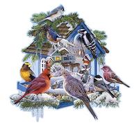 Bits and Pieces - Puzzle en forme de 750 pièces pour adultes 48 cm x 69 cm - Mangeoire à oiseaux d'hiver - Maison à oiseaux enneigée 750 pièces par l'artiste Russel Cobane