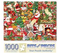 Bits and Pieces Puzzles de 1000 pièces pour adultes - Anticipation de Noël - Grand puzzle de 50,8 x 68,6 cm - 1000 pièces - Collage de vacances - Père Noël et cadeaux, pas de 2 pièces identiques