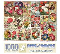 Bits and Pieces Puzzles de 1000 pièces pour adultes - Graines et bulbes - Grand puzzle de 50,8 x 68,6 cm - Collage de graines de fleurs vintage - Pas de 2 pièces identiques